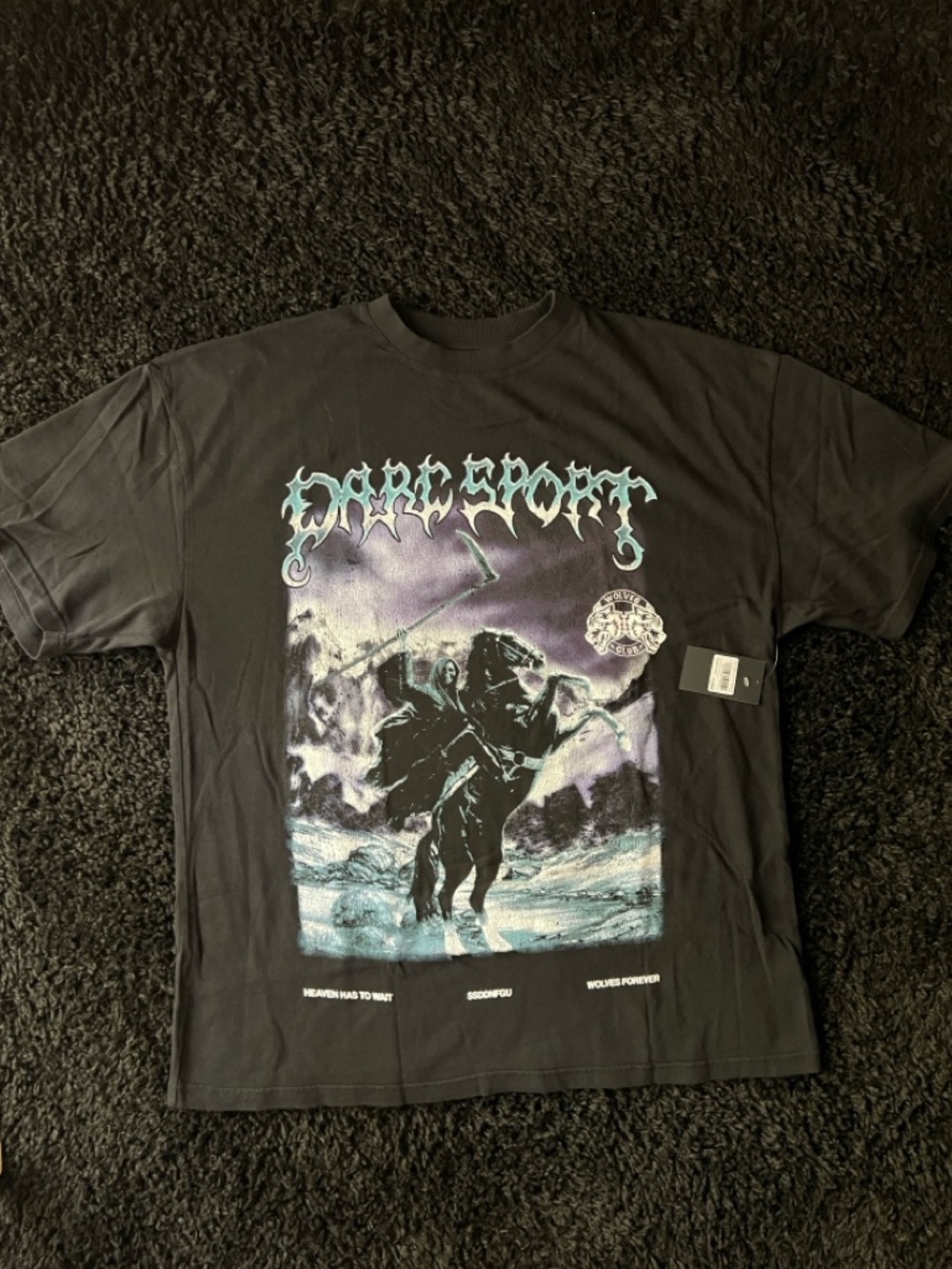 Darc Sport Black Short‑Sleeve Tee with Purple & Light Blue Graphic
